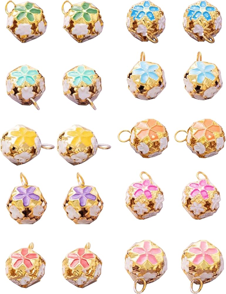 Amazon.co.jp: [Felimoa] アクセサリーチャーム 鈴 花モチーフ 手芸用