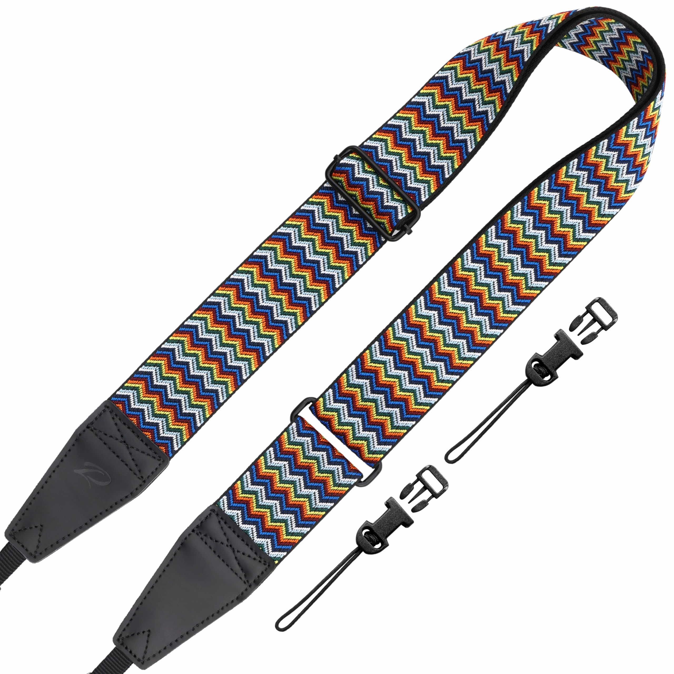 Padwa Lifestyle Adjustable Camera Strap - 2" Top Layer Cowhide Head Camera Straps for Photographers, Cotton Adjustable Neck Shoulder &amp; Crossbody Strap Quick Release for All Cameras and Binoculars