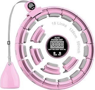 Smart weighted Hula Ring Hoops for Adults, Quiet Fitness Hoop with Ball, Fit Hoop Plus Size 128CM, Digital Circle Hoops with Calorie Counter, Weight Loss Silent Hoola Hoop with 18 Adjustable Links