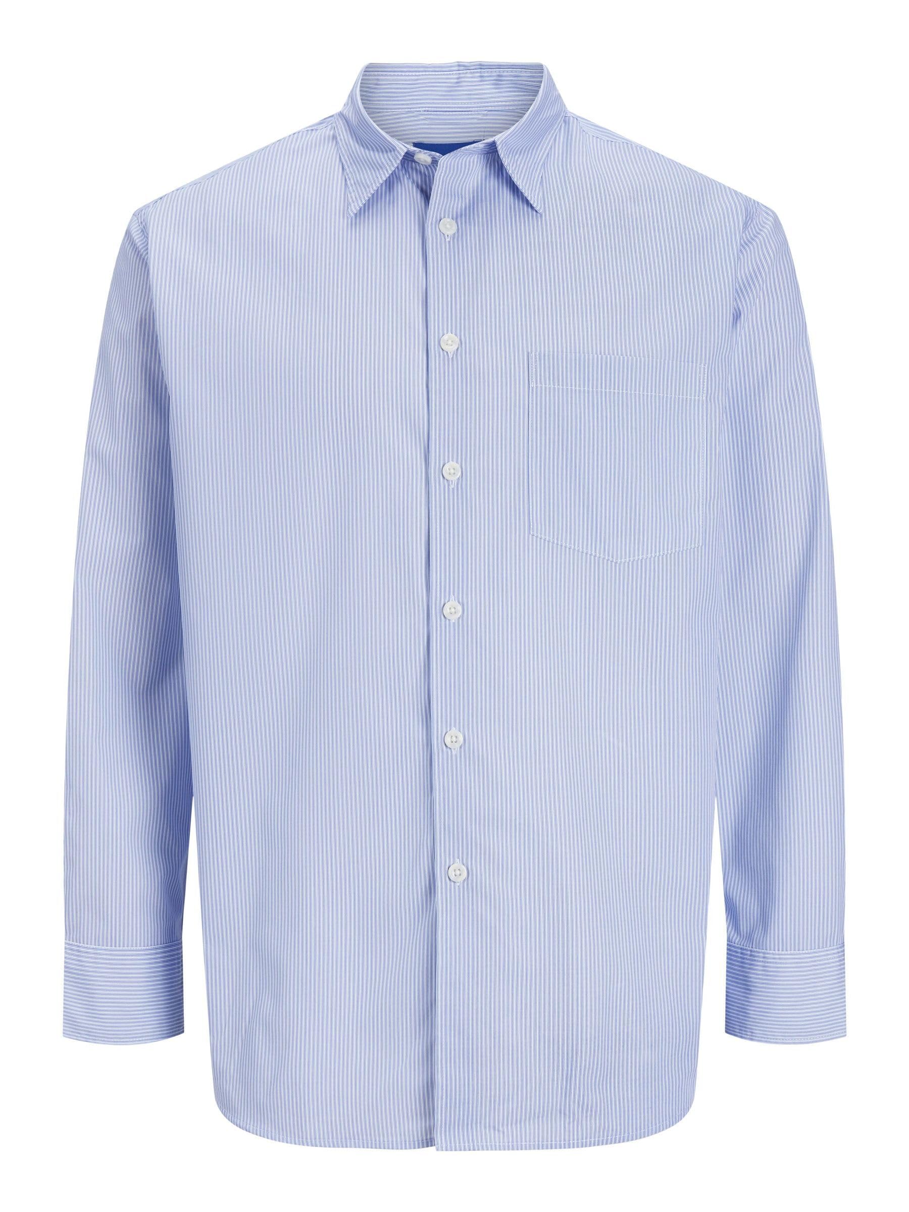 JACK&JONES Men's JORBILL POPLIN Oversized Shirt LS Sweatshirt, Dazzling Blue,