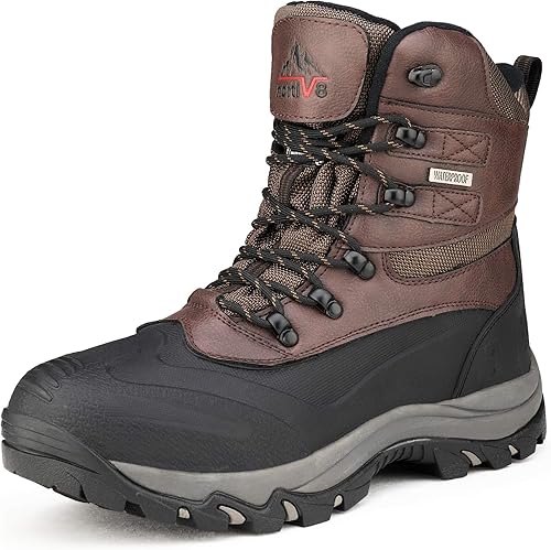 NORTIV 8 - Botas de esquí de invierno con suela de goma para hombre, con aislamiento impermeable