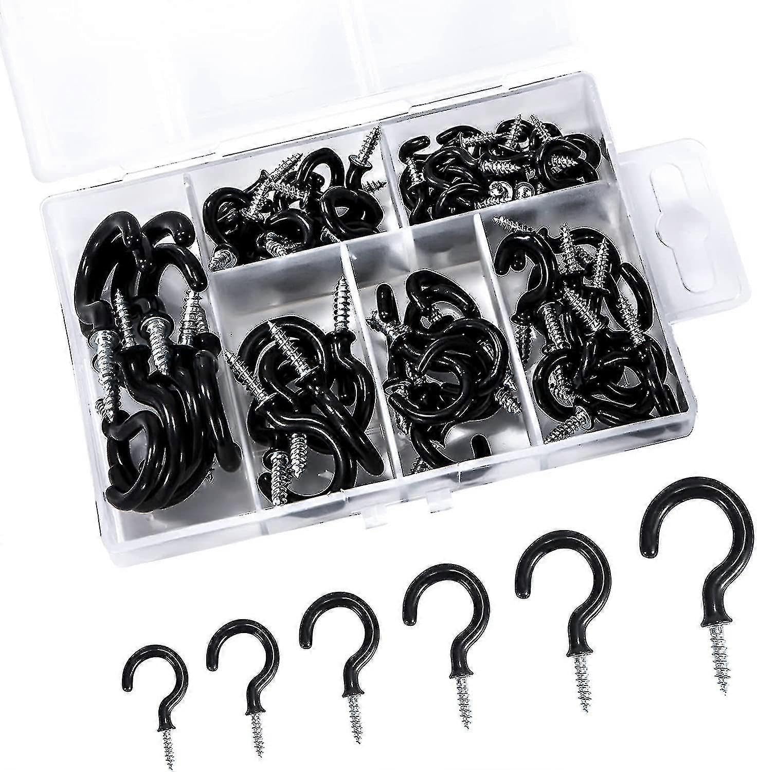 JOYHAPPST Vinyl Screw Hooks, 70 Pieces Metal Hooks for Ceiling, Coated Screw Hooks for H