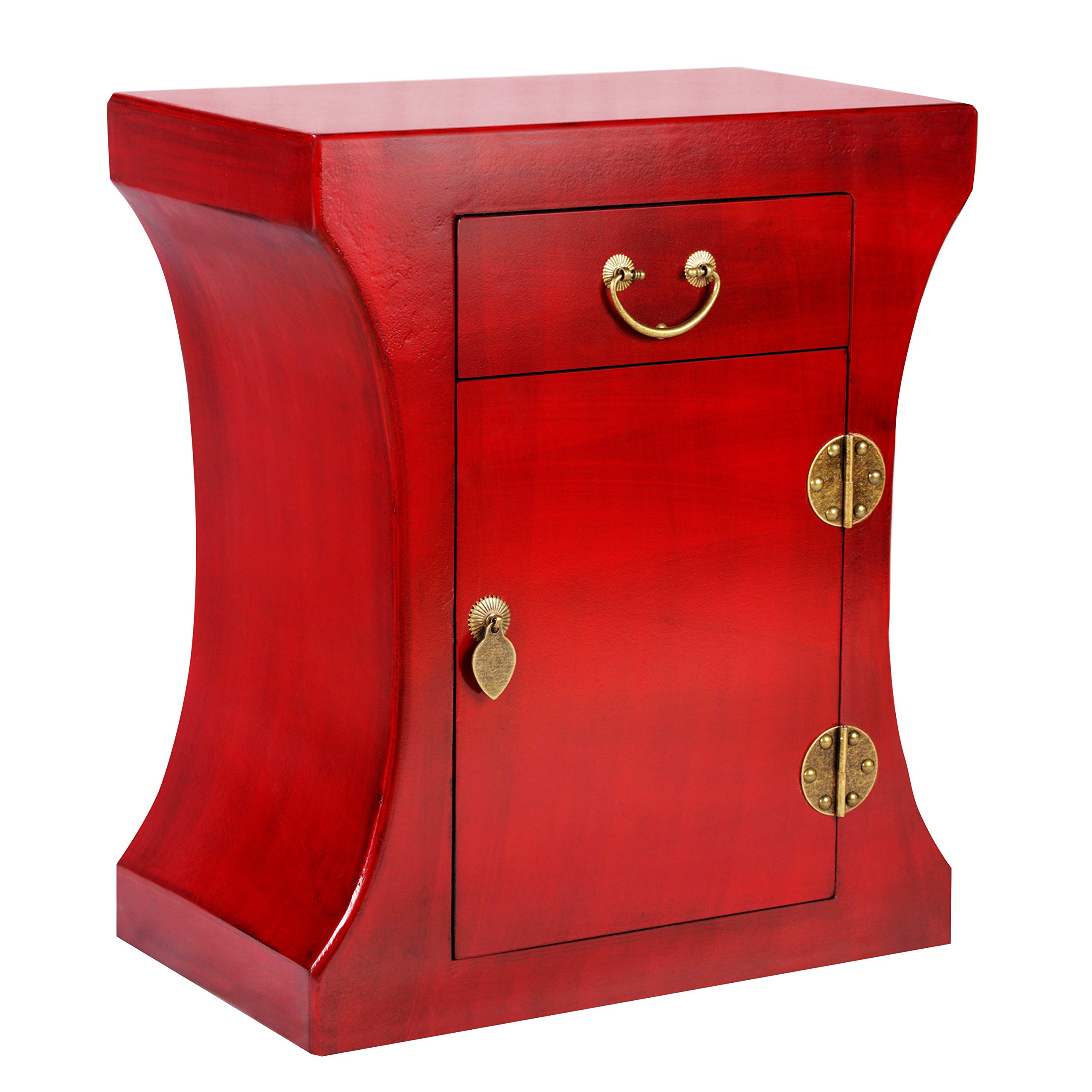 EXP Handmade Furniture Hourglass End Table, 24", Brushed Crimson Red