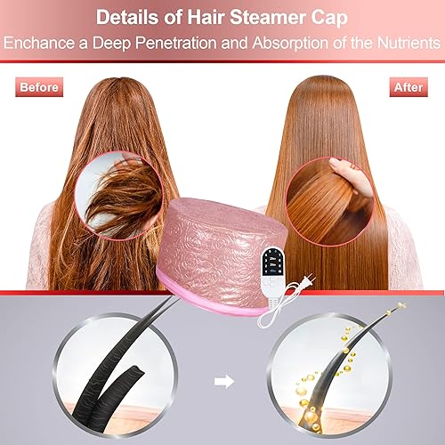 Miniatura 21 de Tapa térmica para acondicionamiento profundo, tapa térmica para cabello natural, portátil, eléctrica, para uso doméstico, color negro sólido