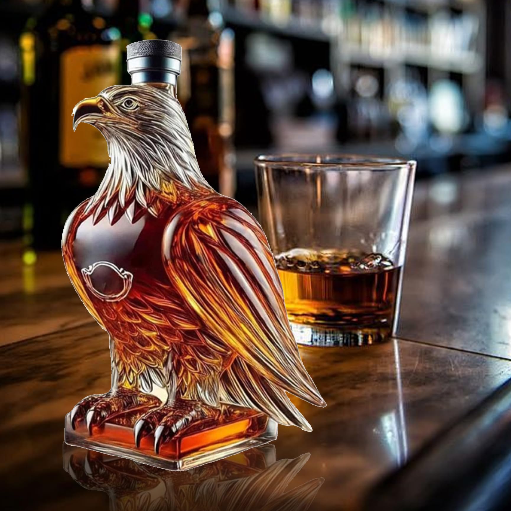 Decanter Whisky A Forma Di Aquila - In Vetro, Per Liquori E Brandy - Foto 14