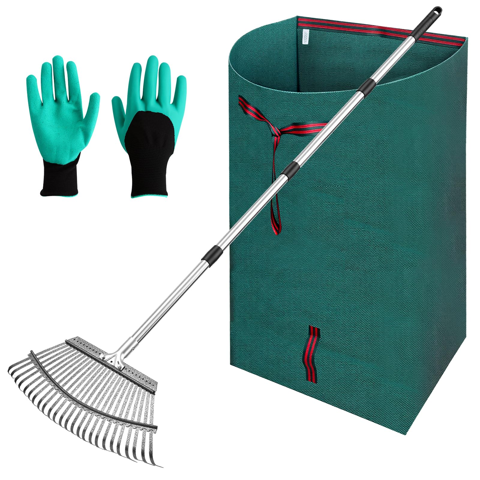 JAOTREL Adjustable Metal Leaf Rake Long Handle, 60 inch Garden Rakes for Lawns Heavy Duty Leaves with Expandable Head 8- — deal on Shopping With Noya