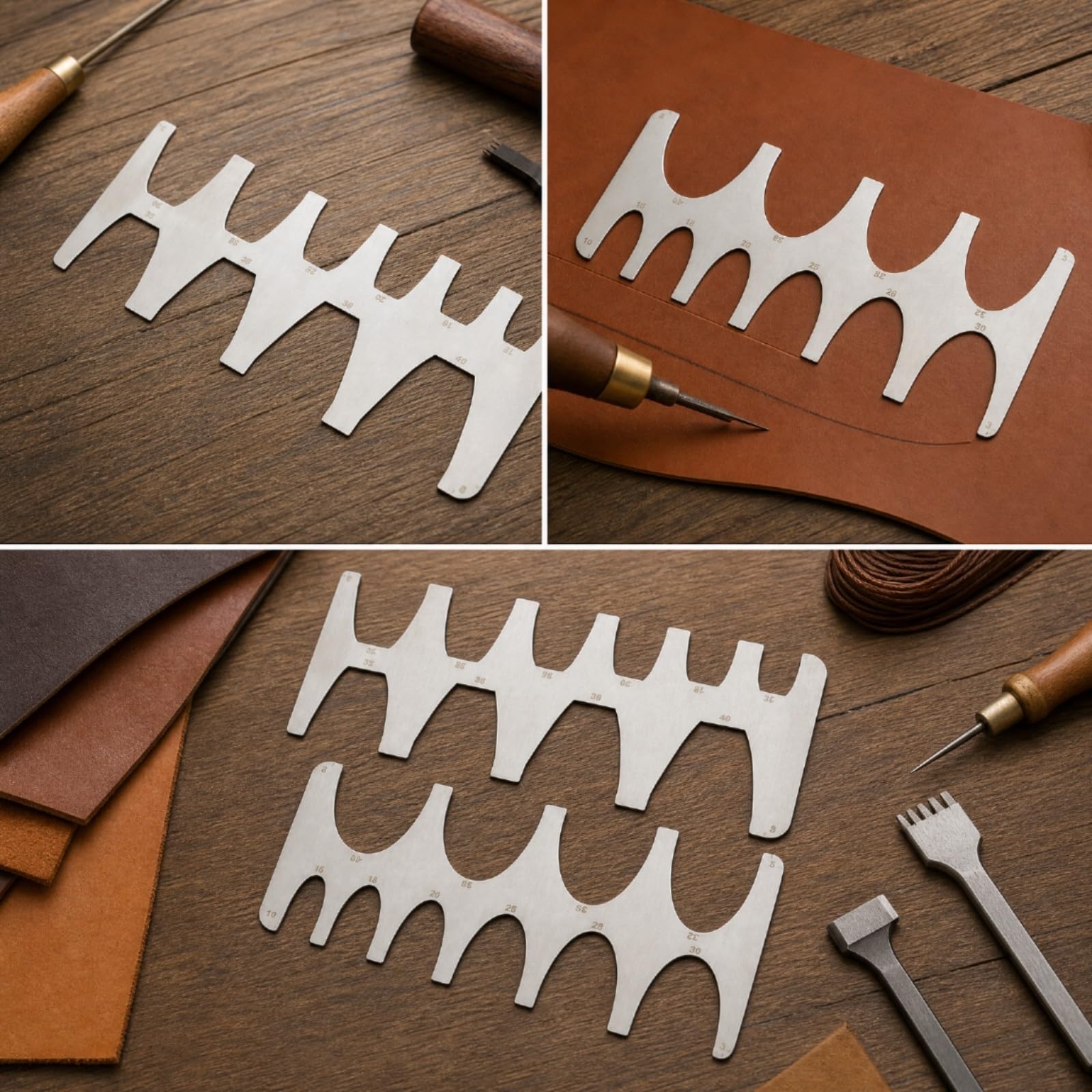 Qianly Gabarit D'extrémité Ceinture En Acier Inoxydable Précis Jauge Métallique Plate Gradua Réutilible til Mesure Montre, Queue Carrée