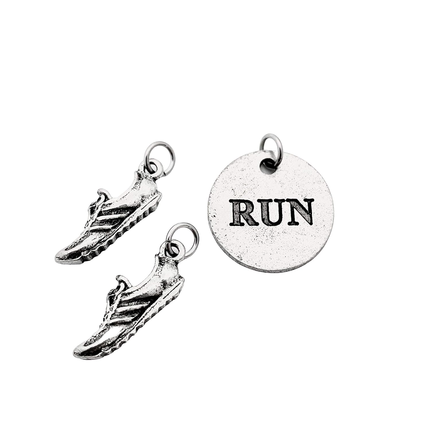 Running Shoe Run Round Pewter Charm Set Pair of Running