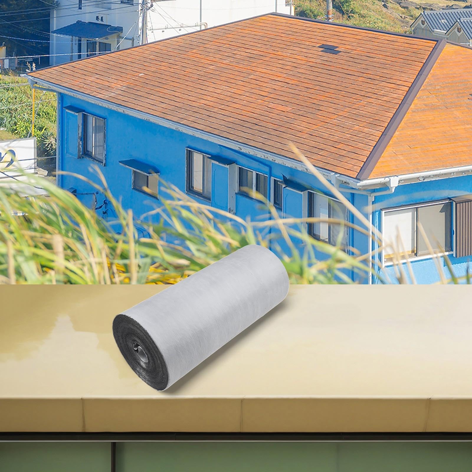 Lámina aislante impermeable plateada 30 cm para reparación de techos (gris | Fuerte adherencia, resistente al calor hasta 85 °C, material de polietileno, autoadhesivo, para interior y exterior
