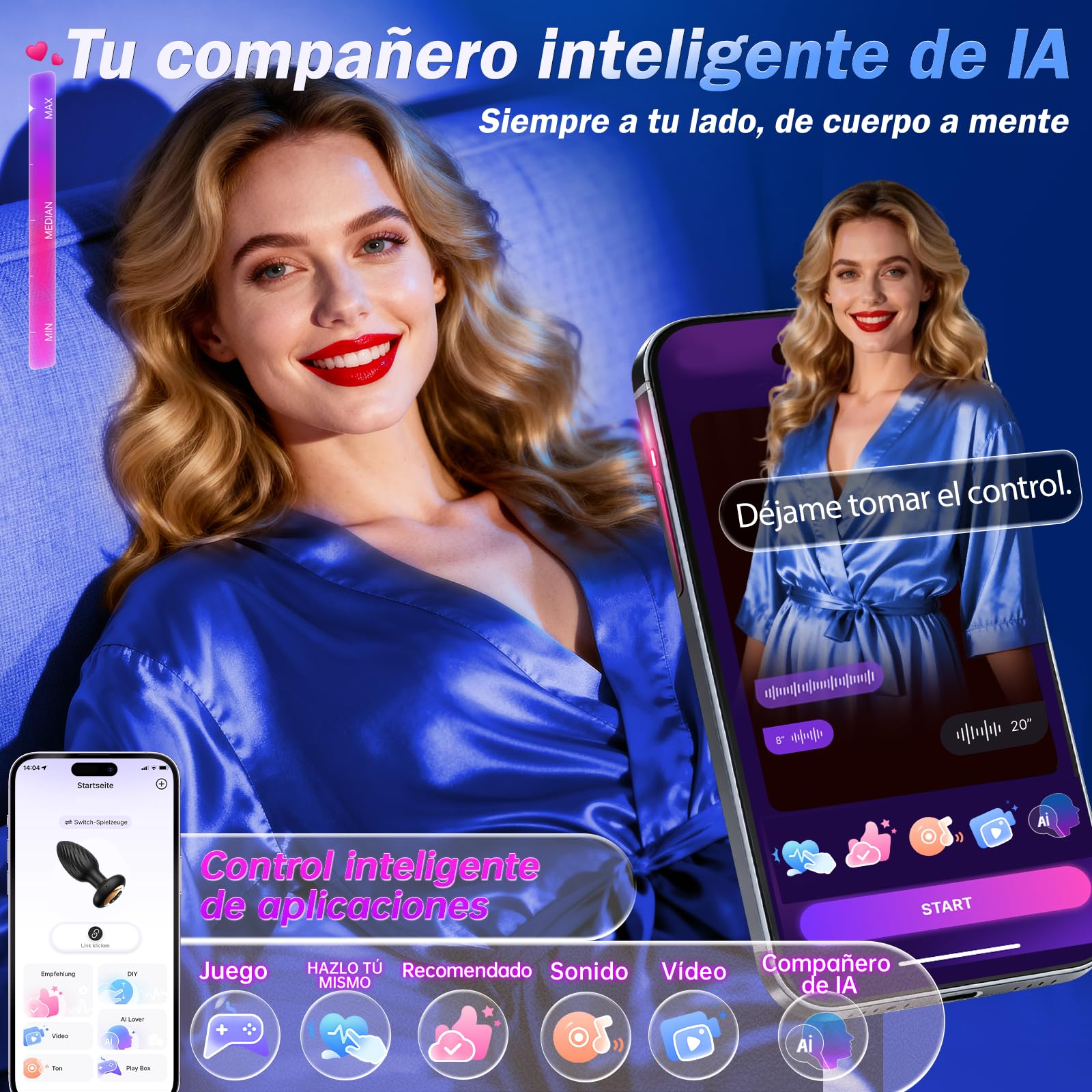Contitop Plug Anales,con Diamante Consoladores.. para Mujer con Vibración, Butt Plug Juguetes Sexuales para Hombre con 7 Modos Giratorios y 7 Modos Vibratorios, Consolador Masculino Juguetes Eróticos