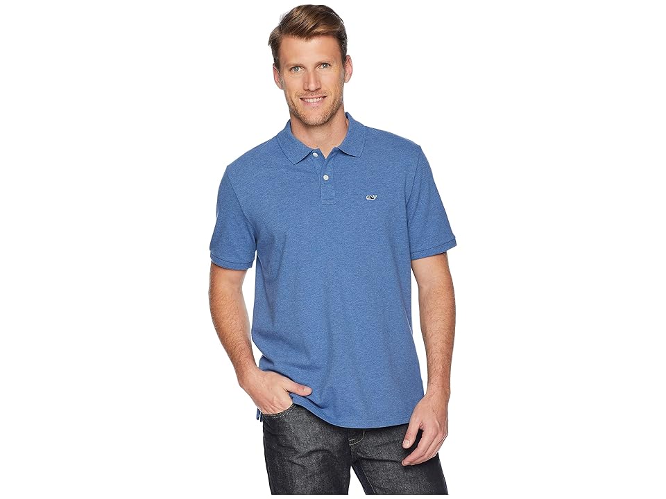 

Vineyard Vines Stretch Pique Heather Polo (Moonshine) Men's Clothing