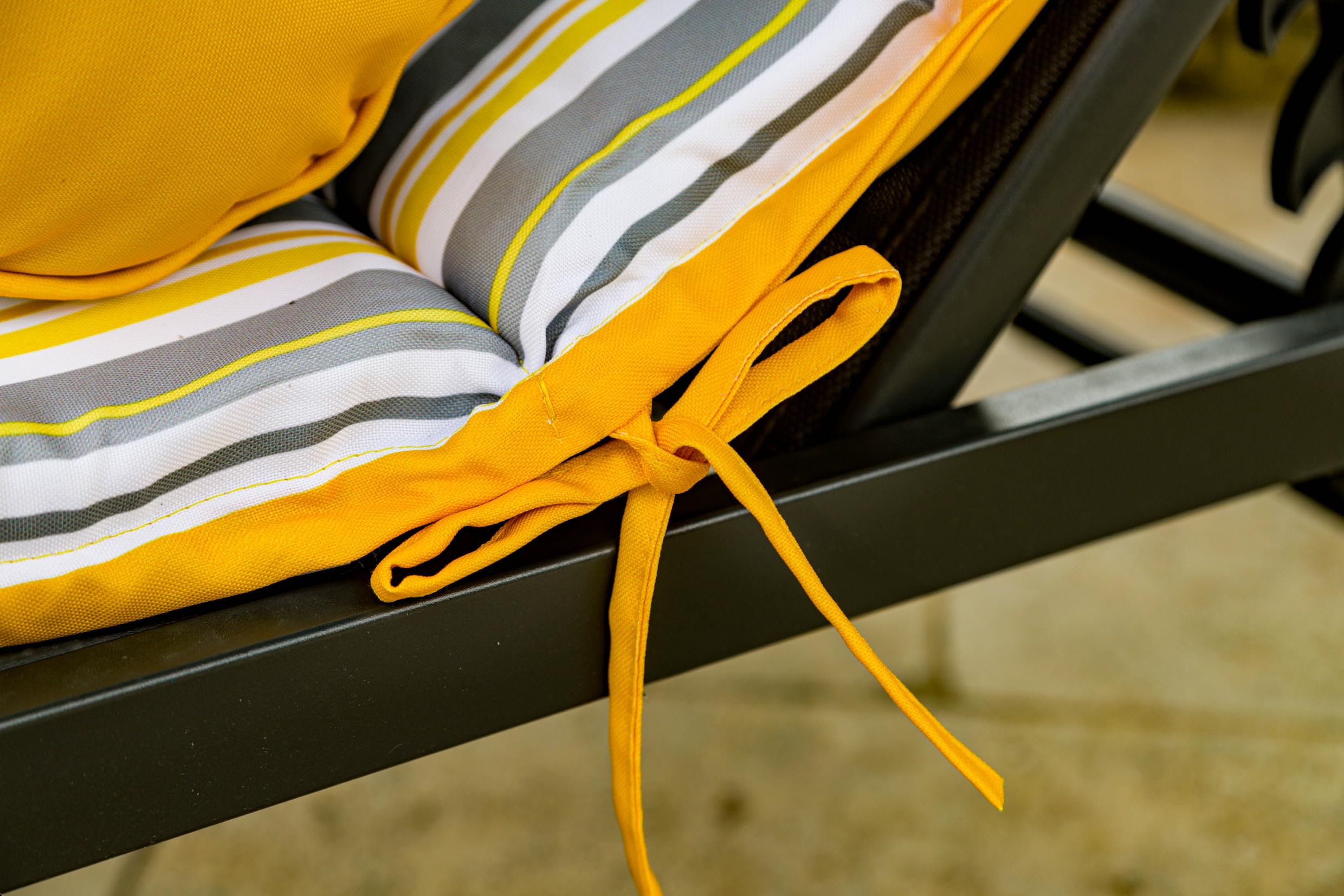 Lot de 2 Coussins pour Chaise Longue & Transat 195/60cm + 2 Traversin - AntiUV et Imperméable - Motif Rayures Solaires