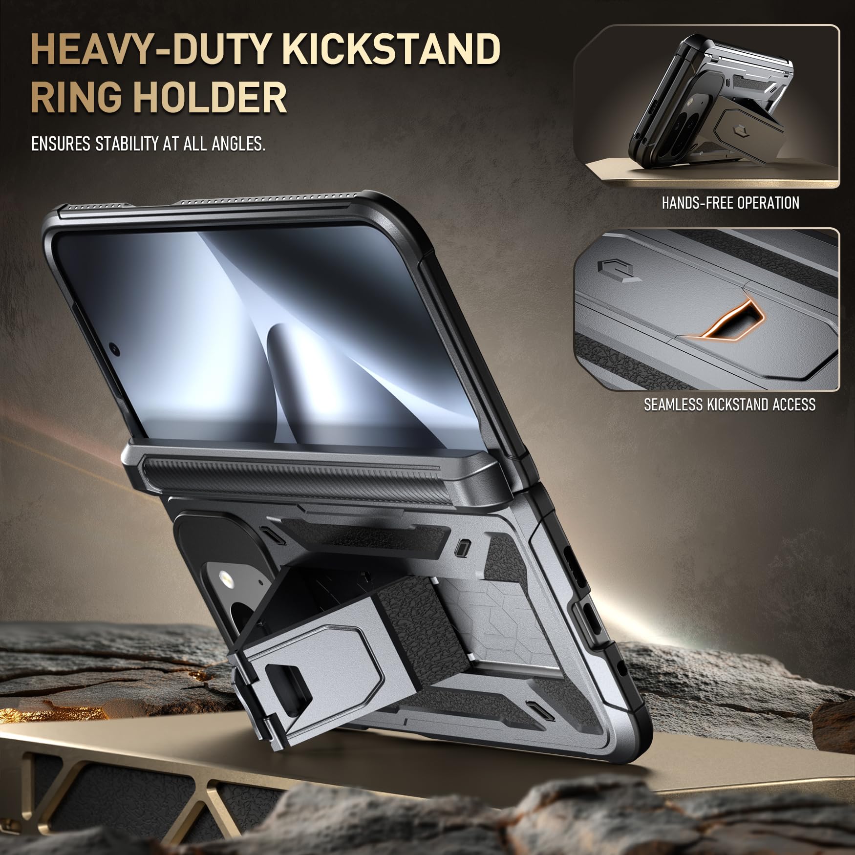 POETIC Spartan ケース（Google Pixel 10 Pro Fold用）[ヒンジ保護][キックスタンド][ミルグレード保護] フルボディ耐衝撃保護カバー（ス Amazon.com: Poetic Spartan Case for Google Pixel 10 Pro Fold