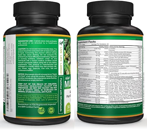 Miniatura 8 de Potent Garden Multivitamínico para adultos para mujeres y hombres, 42 frutas y verduras más probióticos, apoya el metabolismo energético y el