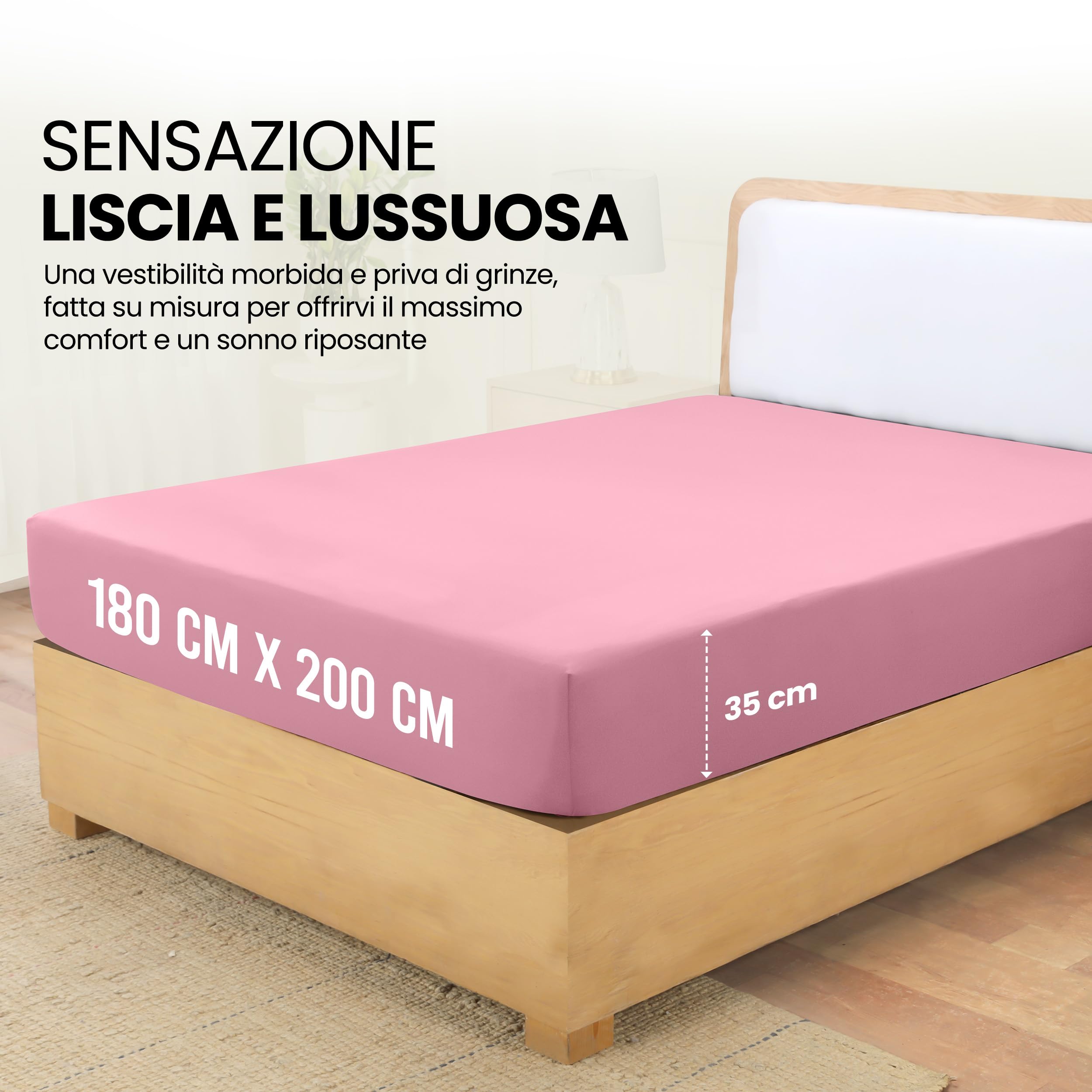 Utopia Bedding Lenzuolo con Angoli Due Piazze Matrimoniale - 180x200cm - Rosa - Microfibra di Poliestere Spazzolato - Lenzuolo Sotto con Angoli Elasticizzato