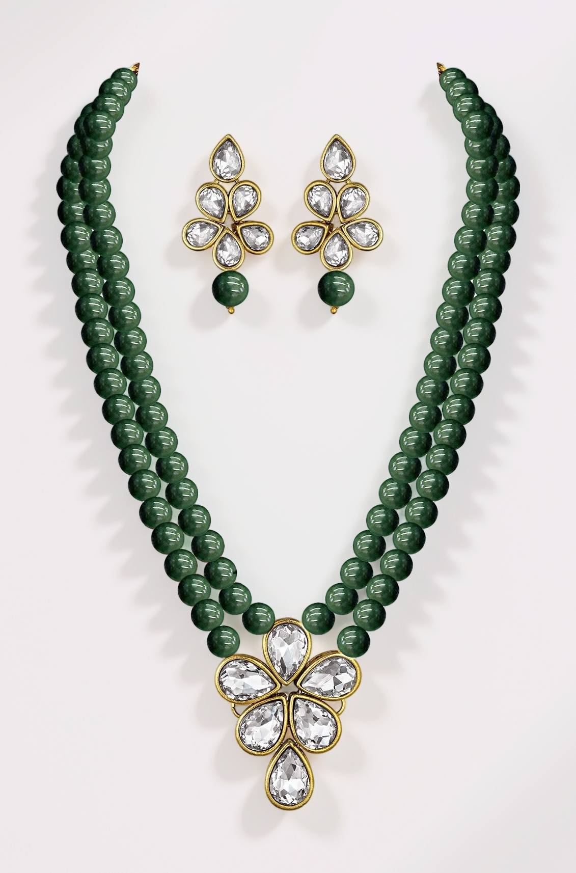 Gold Plated Traditional Kundan & Pearl Studded Necklace Jewellery Set For Women (ML311)