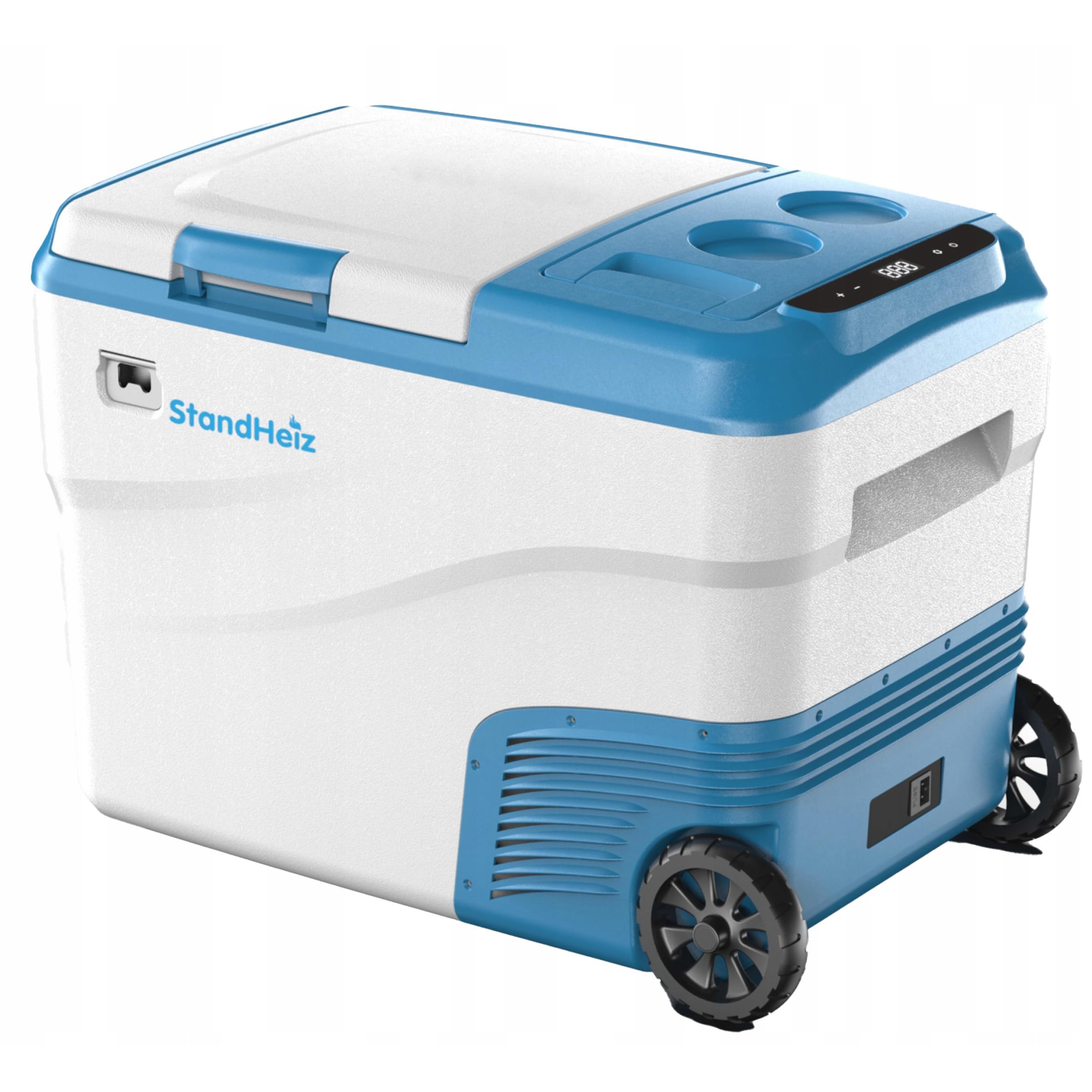Kompressor Kühlbox 35L Camping Kompressor Kühlschrank 12V zwei Kammern Ideale Lösung für Wohnwagen und Personenkraftwagen, Wohnmobile, PKW LKW mit Gefrierschrank bis -20°C, angetrieben 12V, 24V, 230V