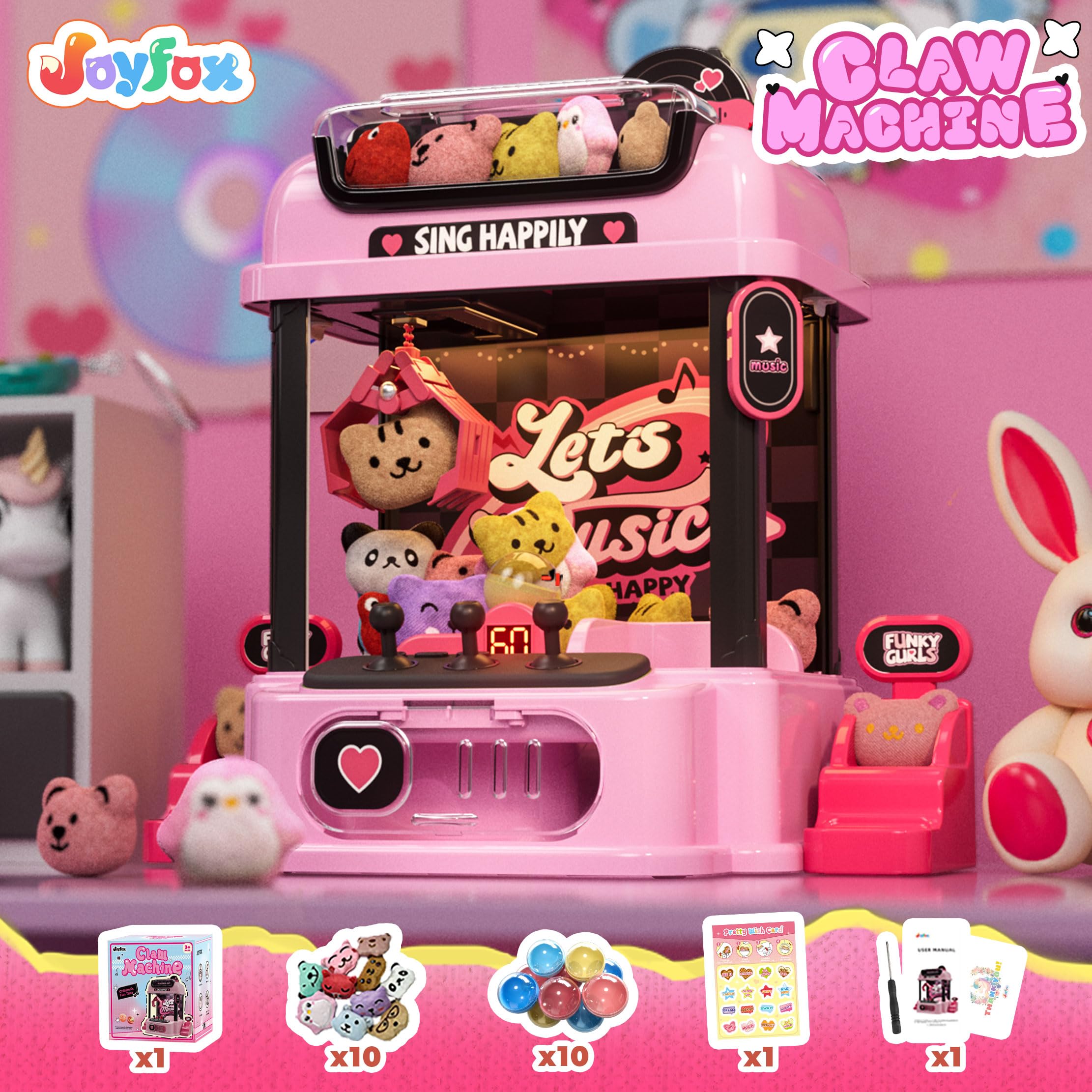 Máquina de garras para niños con control remoto, mini máquina expendedora Y2K para niñas de 3 años en adelante, regalos de cumpleaños para niñas con juguete de peluche y esponjoso, decoración de 2