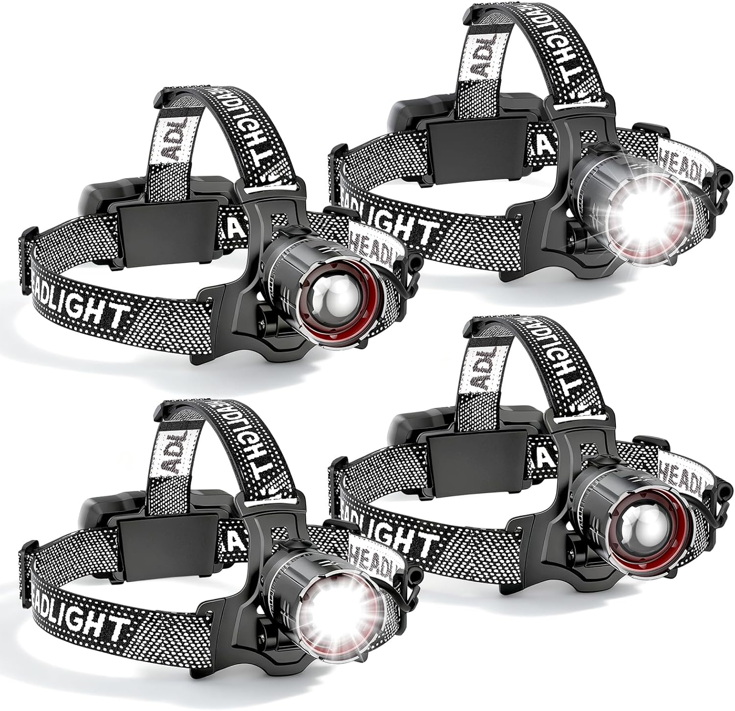 Super Bright LED Headlamp 4 Pack, High Lumen Rechargeable Head Lamp with Motion Sensor, 5 Modes, IPX5 Waterproof, 90° Adjustable, Zoomable Head Lights for Adults, Hard Hat, Outdoor, Camping Super Bright LED Headlamp 4 Pack, High Lumen Rechargeable Head Lamp with Motion Sensor, 5 Modes, IPX5 Waterproof, 90° Adjustable, Zoomable Head Lights for Adults, Hard Hat, Outdoor, Camping