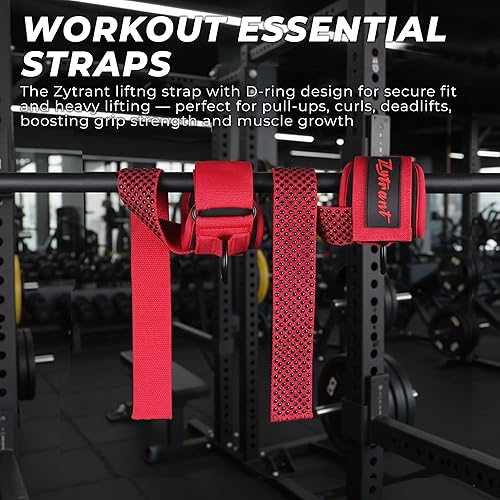 Miniatura 6 de Correas de levantamiento de pesas con anillo en D con puño, correas de elevación cómodas Thyick resistentes, ajuste seguro, agarre mejorado, correas