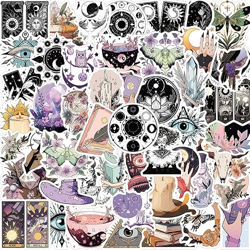 200 calcomanías de bruja, calcomanías mágicas de boticario, calcomanías estéticas de cristal de bruja, calcomanías de vinilo impermeables para
