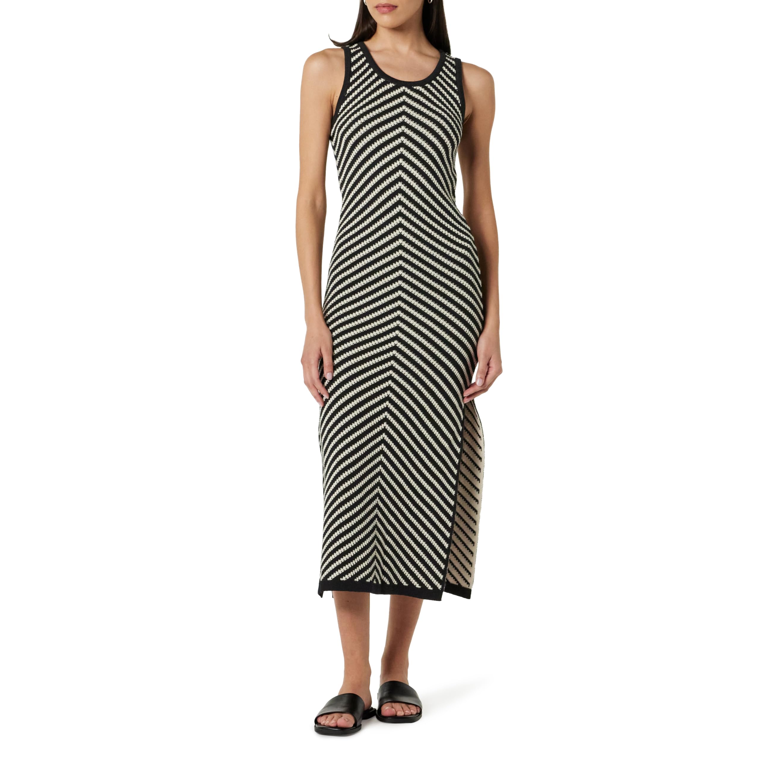 The Drop Women’s Ritu Crochet Maxi Dress, Black & White Chevron, L