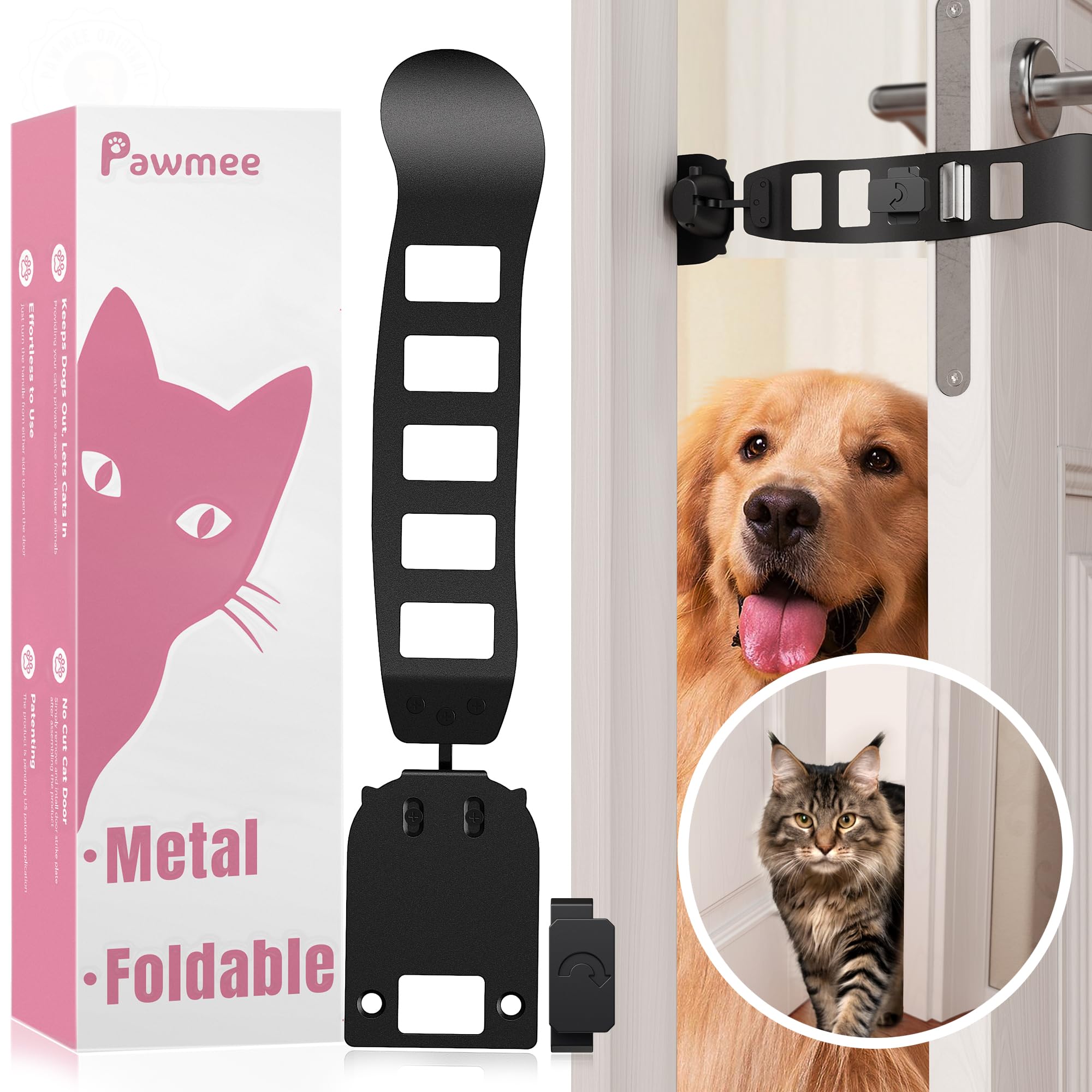 Verstellbarer Katzentürriege, Katze Tür Klammer Riegel, Viilich Verstellbarer Türgurt Door Latch Cat, Halten Sie den Hund von der Katzentoilette fern, lässt Katzen rein und hält Hunde draußen