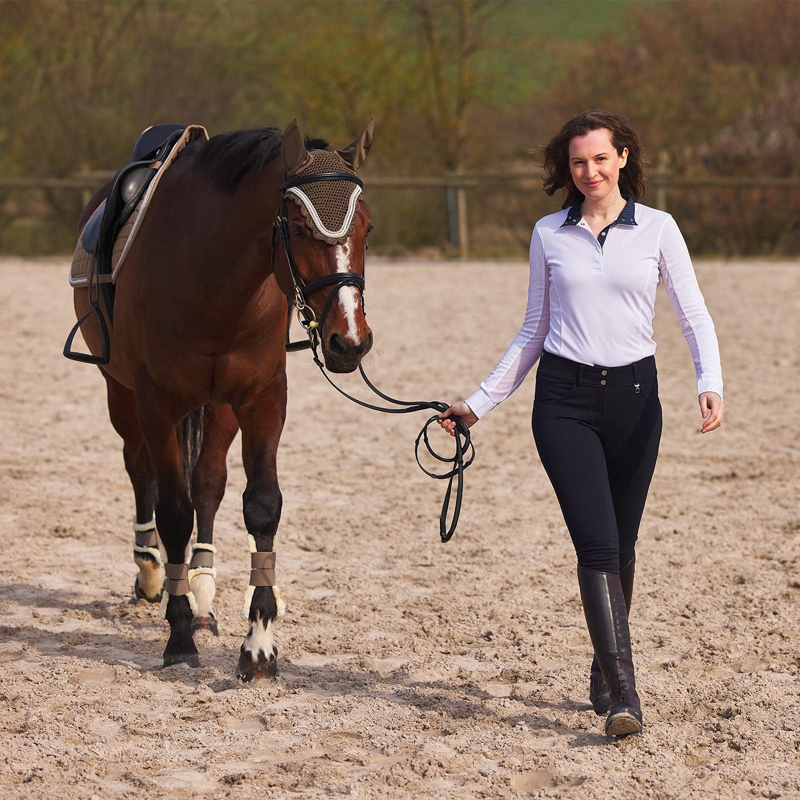 HORZE Polo Fonctionnel à Manches Longues Blaire, Femme