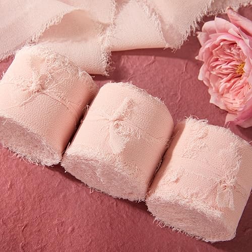 Miniatura 6 de Cinta rosa polvorienta, 3 rollos de cinta para el día de la madre para envolver regalos, juego de cintas de 1.5 pulgadas x 7 yardas para