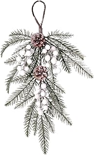 STEFANAZZI ghirlanda 45 centimetri 2 rami di pino e pigne realistico decorazioni di Natale porta addobbi del camino ingresso casa e ghirlanda centrotavola corona natalizia