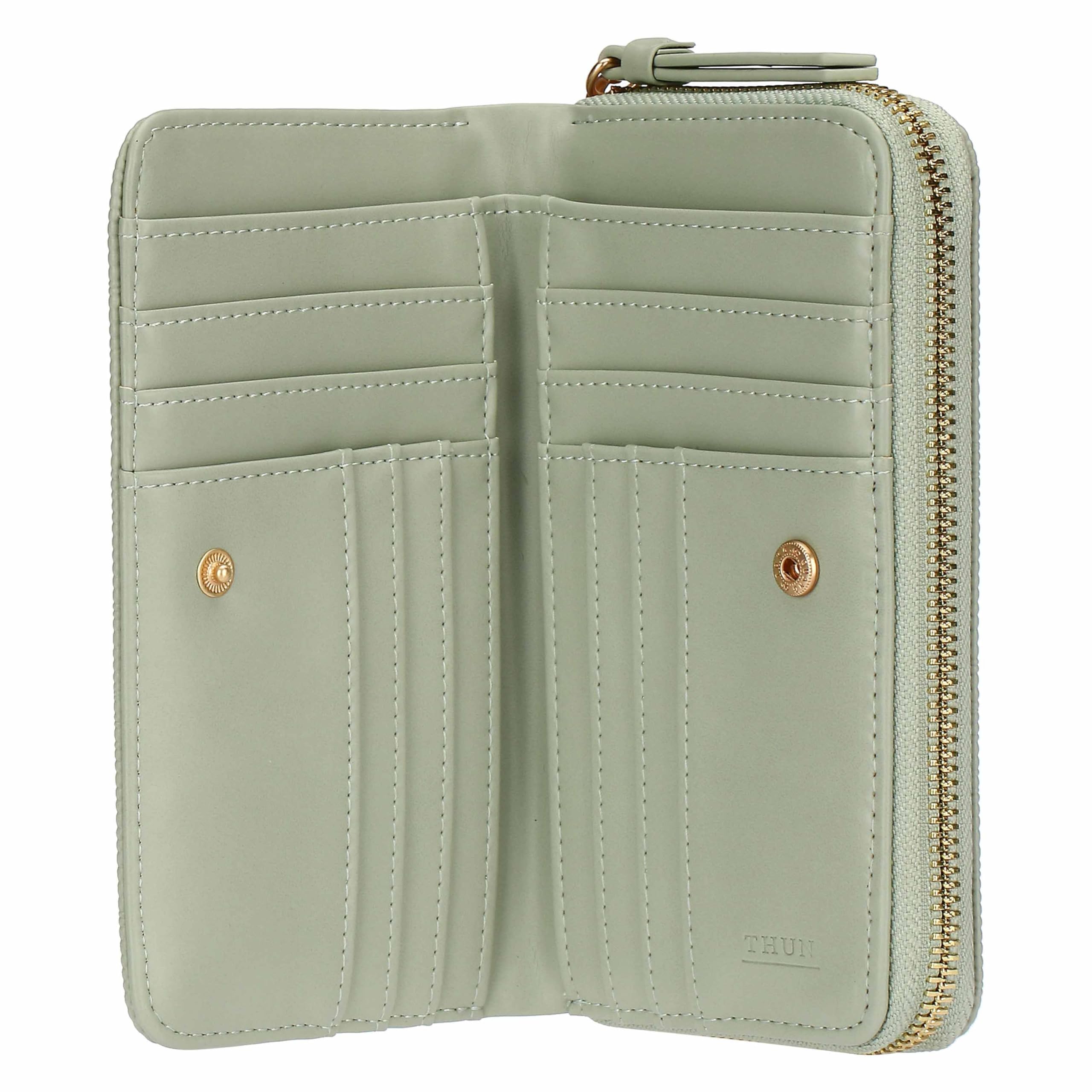 THUN - Portafoglio medio, verde - ecopelle - Collezione Sempre con me - 16.3 x 3 x 10 cm