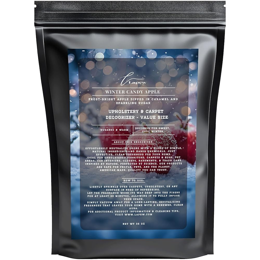 Lapew Winter Candy Apple Carpet Freshener Powder Value Size 36 oz | Powerful Odor Eliminator for Home | Upholstery Deodorizer | Carpet Deodorizer | Cat Litter Box