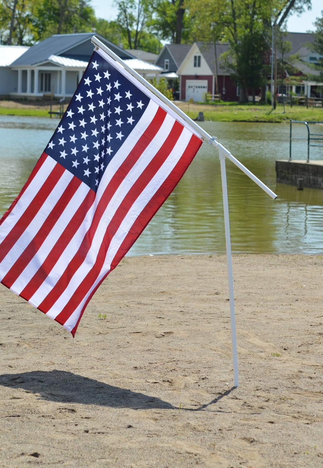 Portable Flag Pole - Premium Flagpole for Camping, The Beach, Tailgating, Includes 3x5 American Flag, Made of High Grade PVC