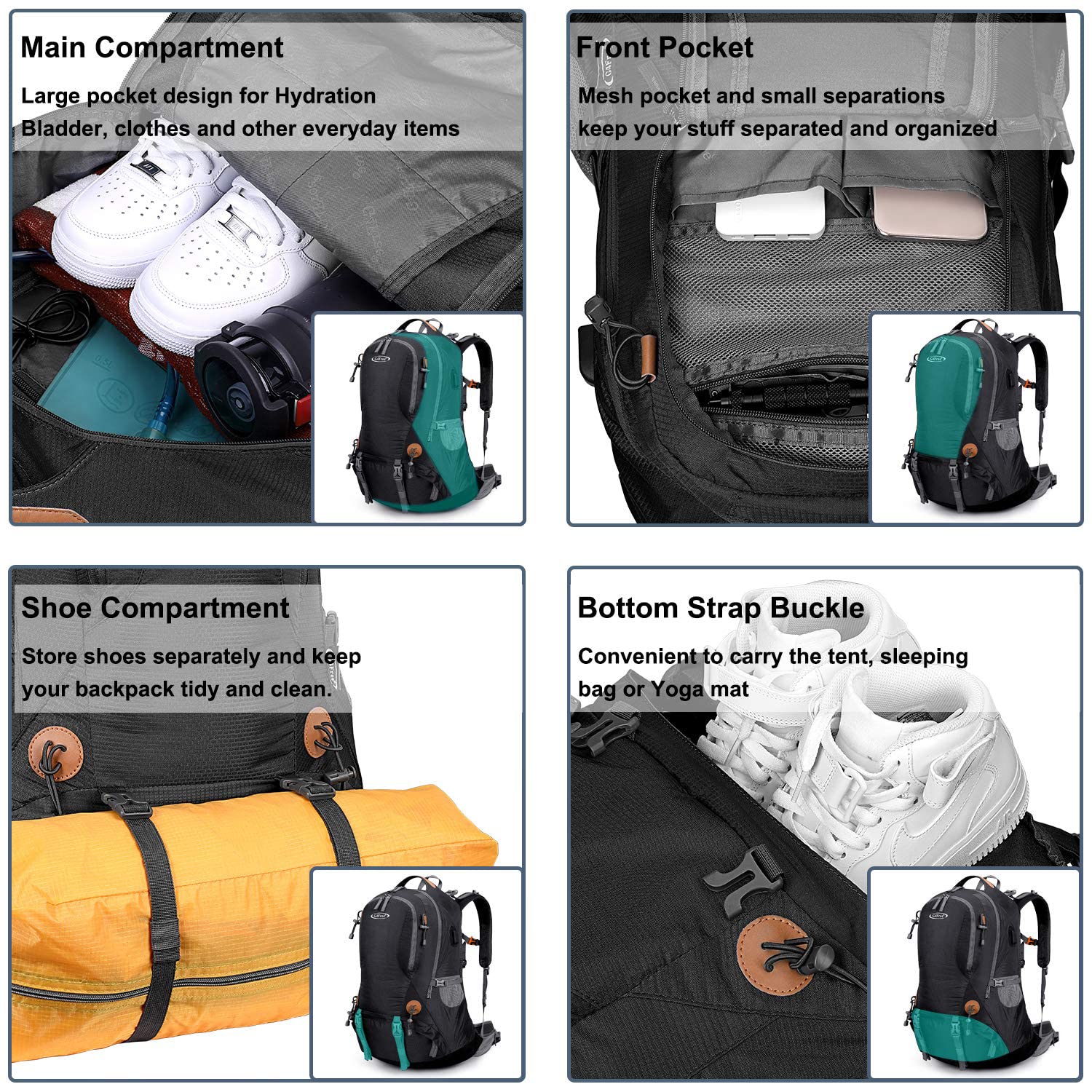 G4Free Sac à dos de randonnée imperméable de 50 l avec housse de pluie pour alpinisme, voyage, camping, trekking, sports de plein air pour homme et femme