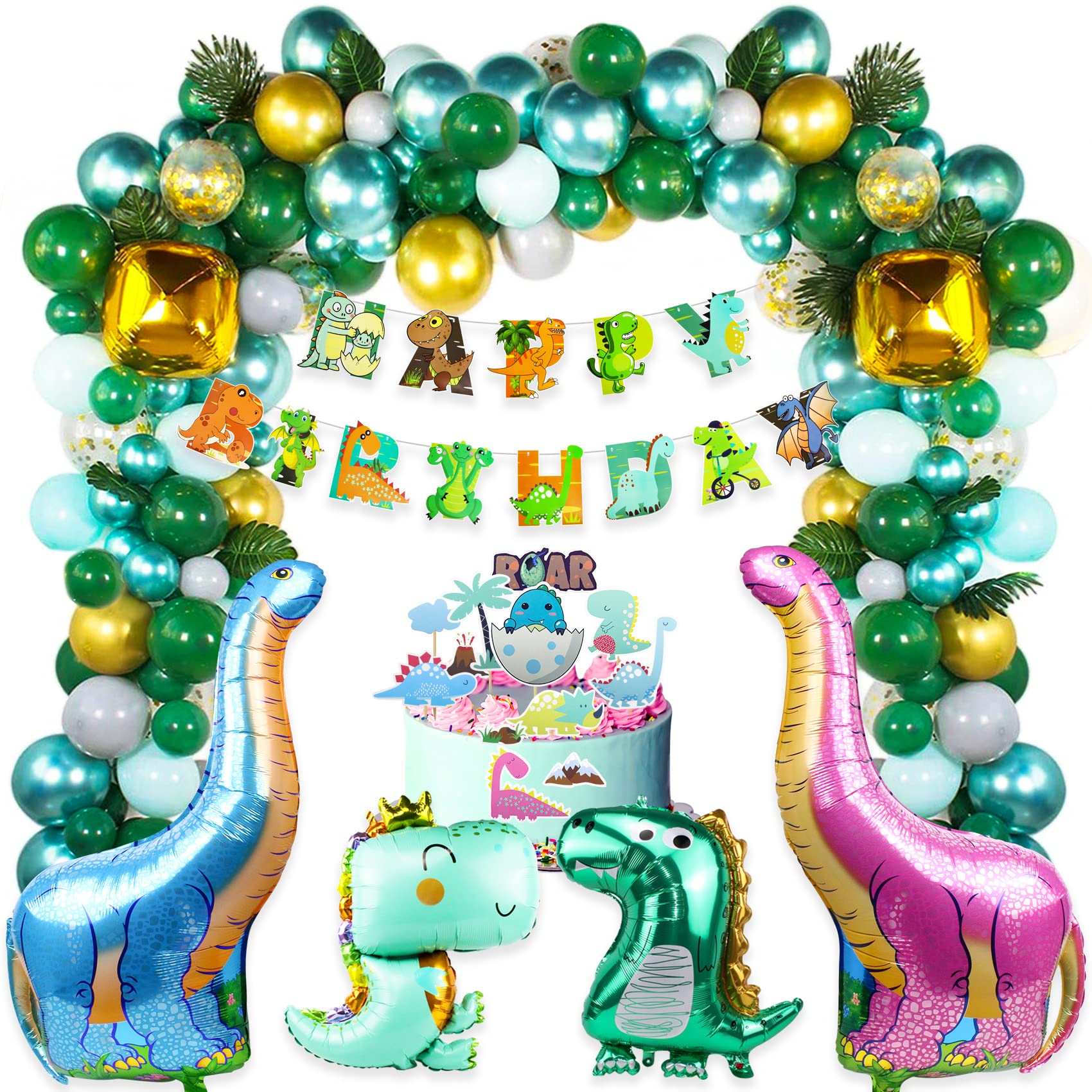 Buy 186 PCS Dinosaur Birthday Party Decorations with Balloons Arch