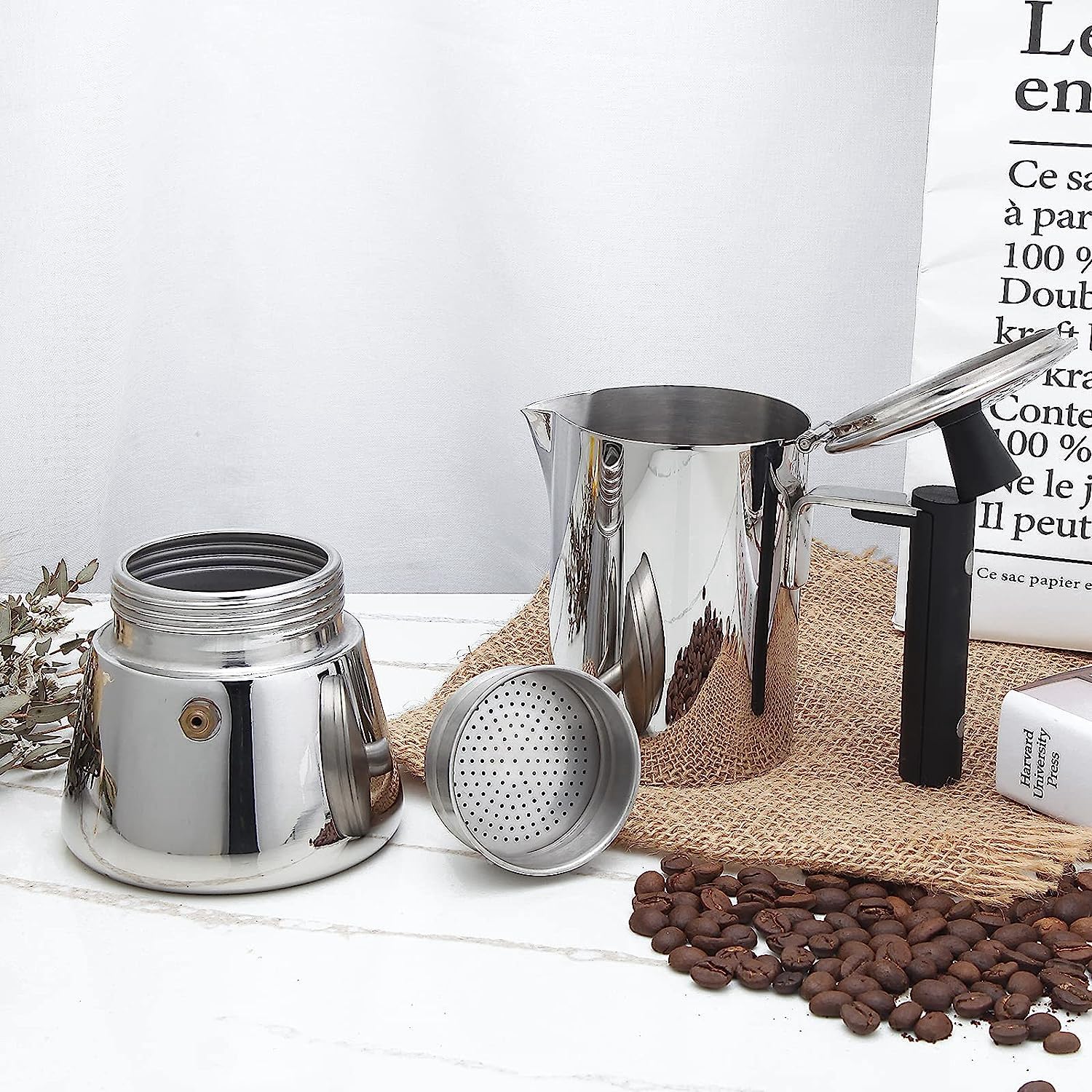 Easyworkz Pedro Caffettiera Italiana in Acciaio Inox per Cucina a Induzione, 300 ml, 6 Tazze