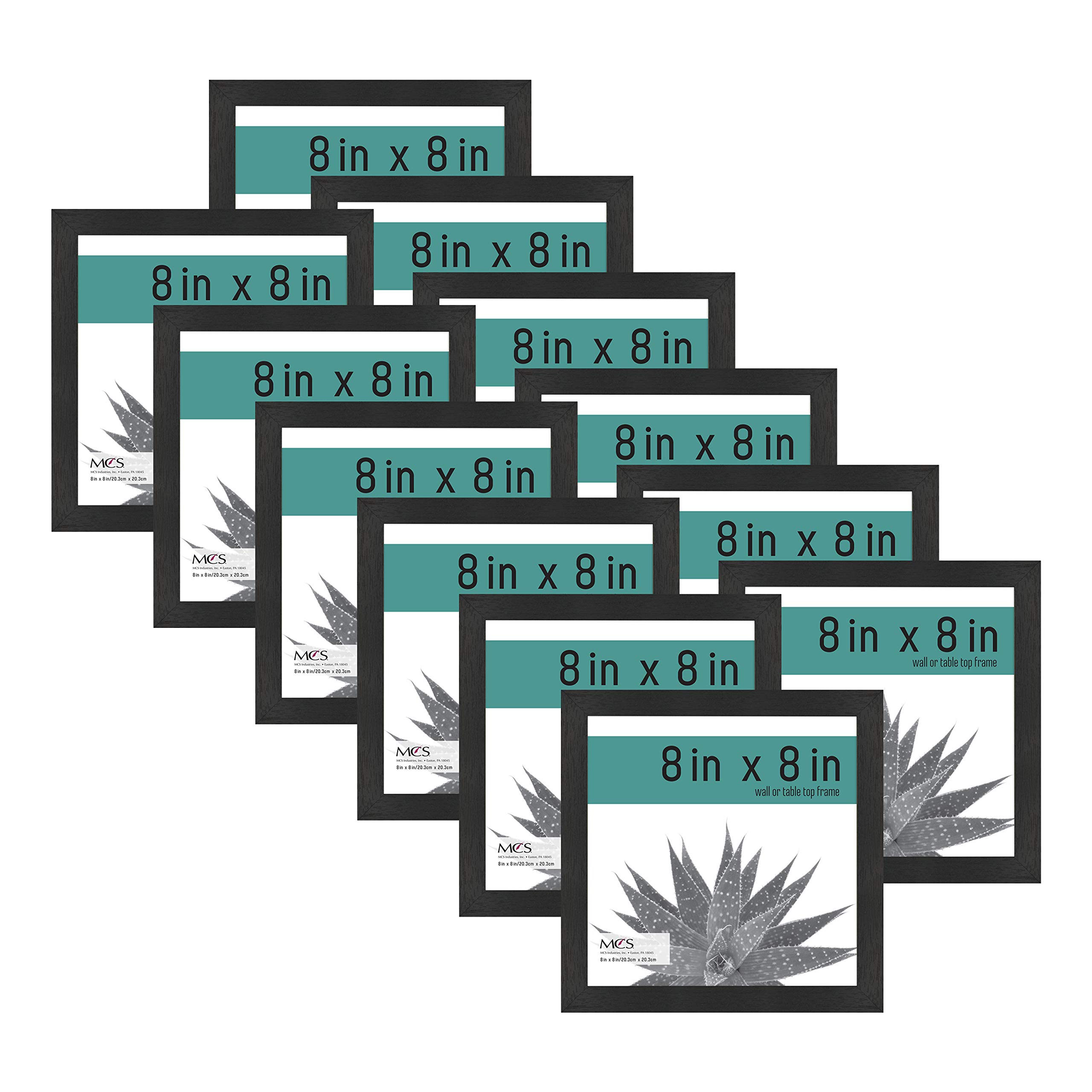 MCS Industries MCS 8x8 Inch Gallery 12-Pack, Black Woodgrain Essential Frame