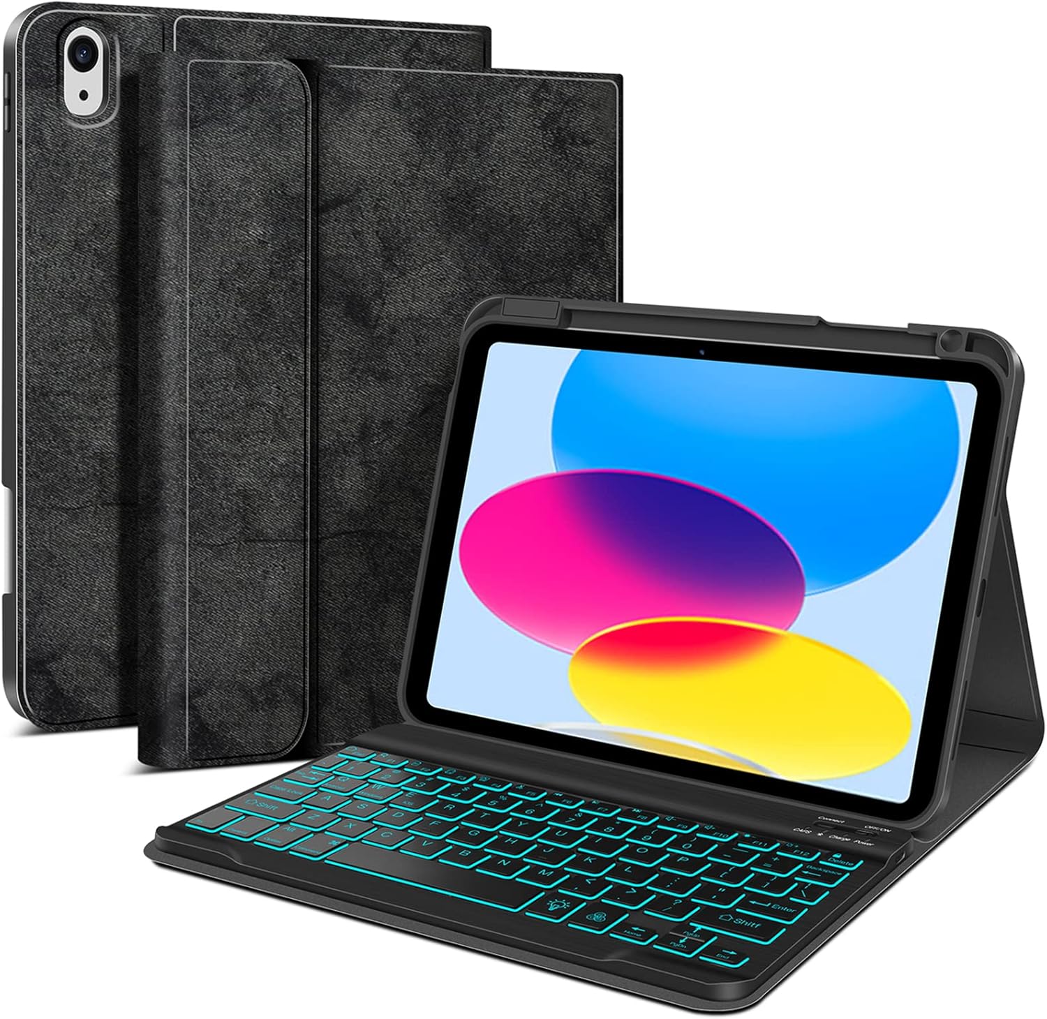 JUQITECH BacklitKeyboard Case for iPad 10th Generation 2022 10.9 inch