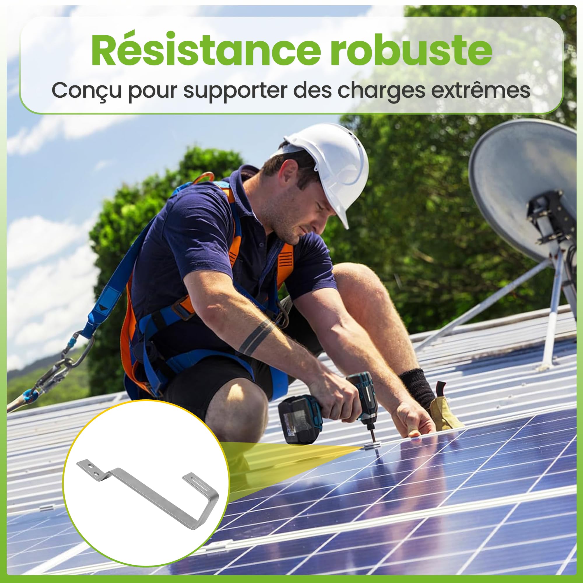 Offgridtec© Lot de 4 crochets de toit en acier inoxydable réglables sur 3 positions