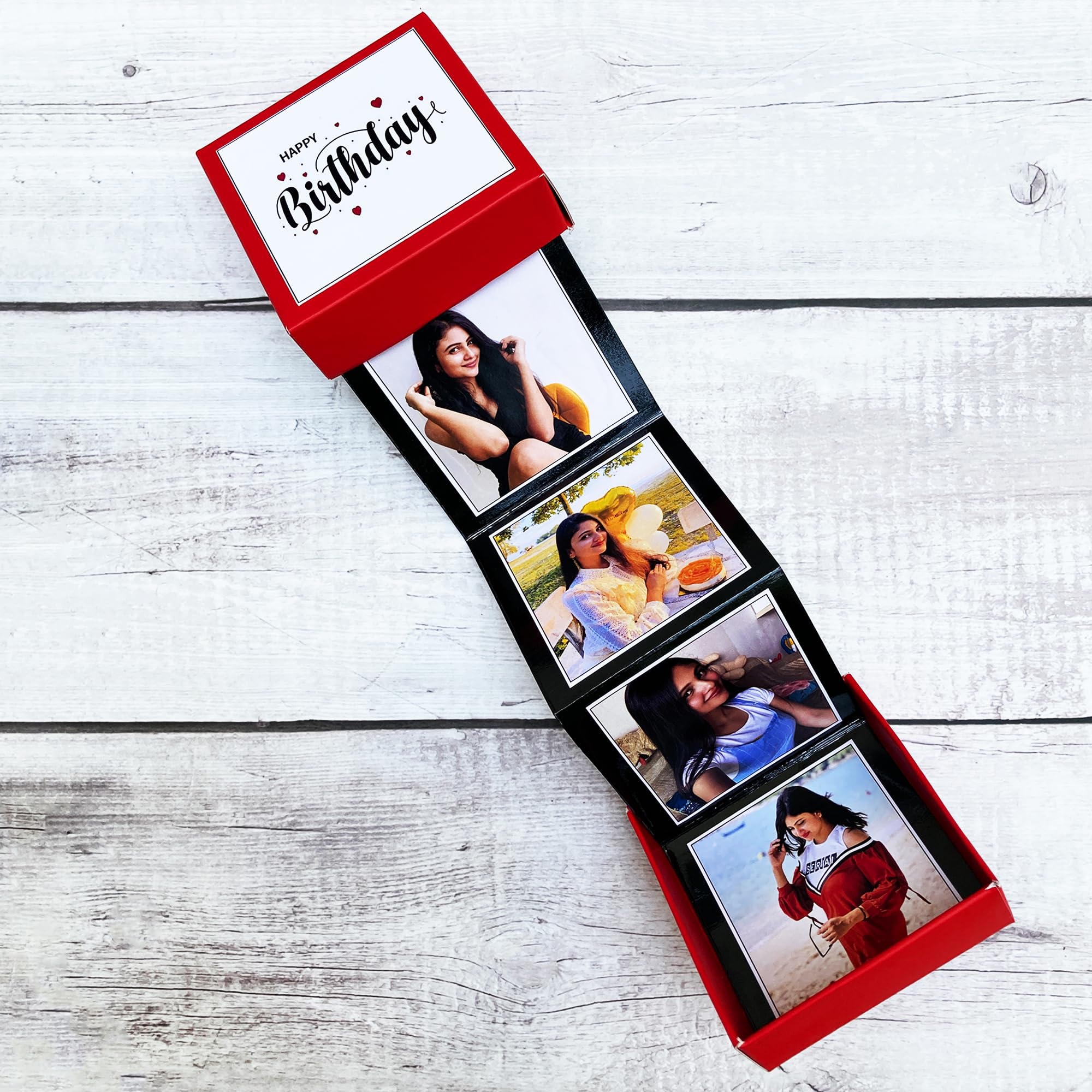 Personalised Photo Gift box For Birthday || Gift box with 6 Photos, Customisable Birthday Surprise Box-picture-12