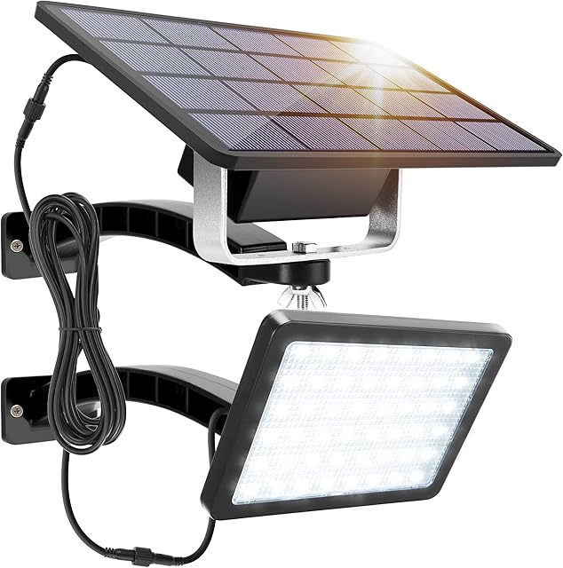 1000 Lumens 48 LED Solar Lights Outdoor Bright JACKYLED Solar Powered Porch Lights with 5500mAh Battery, Wall Mount Auto Dusk to Dawn Security Lighting for Front Door Shed Patio Barn Garage (Black)