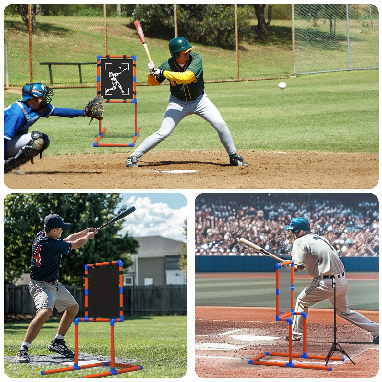 Cible de zone de frappe de baseball avec cadre PVC robuste et trépied réglable