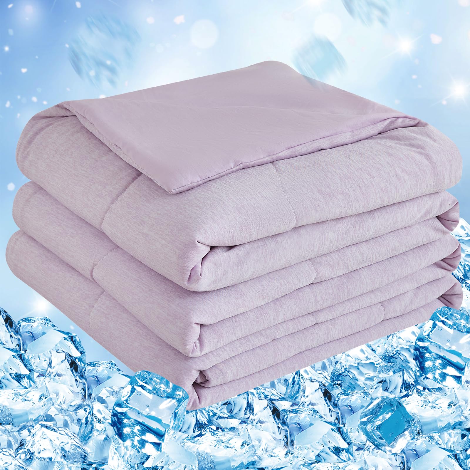 RUMBALUXY Sommer Kühldecke, Kühlende Decke, Arc-Chill Q-Max>0.45,Leichtgewicht & Atmungsaktiv, Kühldecken zum schlafen Kühldecke für Heiße Schläfer, Nachtschweiß, Lila, 228 x 228 cm