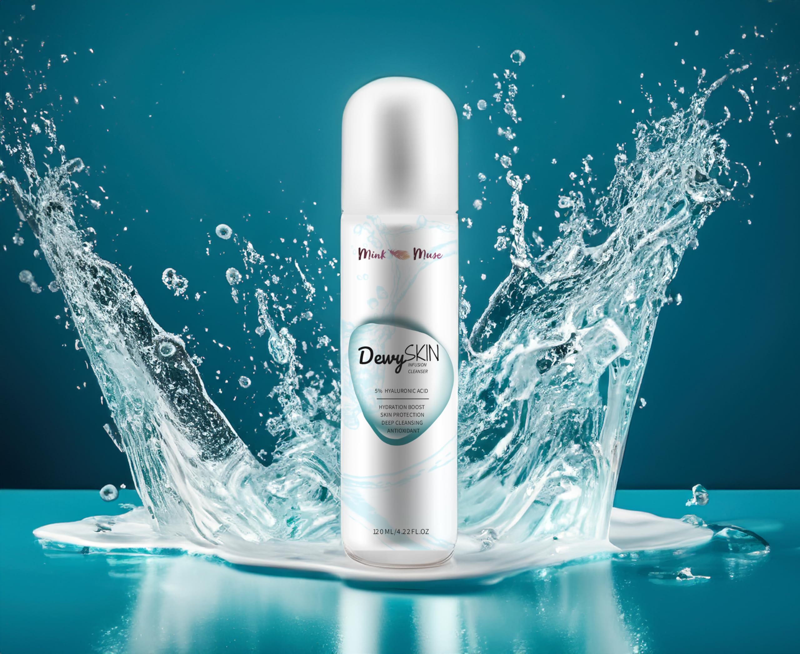 DewySKIN Infusion face Cleanser Hydrating Facial Cleanser with 5% Hyaluronic Acid, Gentle Makeup Remover - Image 2