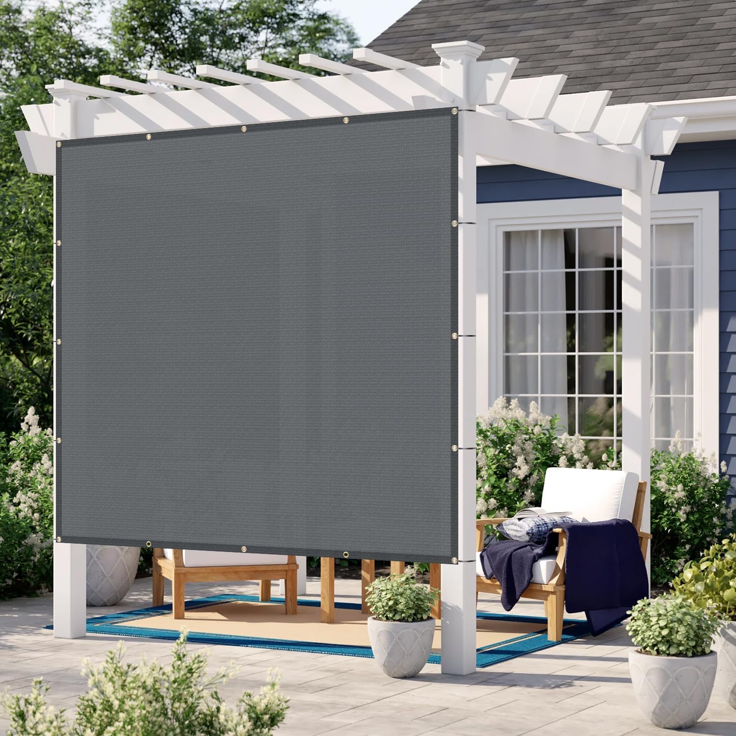 LOVE STORY Custom Size 7x24 FT Outdoor Sun Shade Cloth Pergola Shade Cover with Grommets 95% UV Protection for Patio, Dark Grey (Customized)