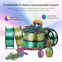 Vista 2 de FLASHFORGE Filamento PLA de seda tricolor de 0.069 pulgadas, coextrusión rojo, azul, verde, arco iris de triple color, 2.2 lbs, filamento