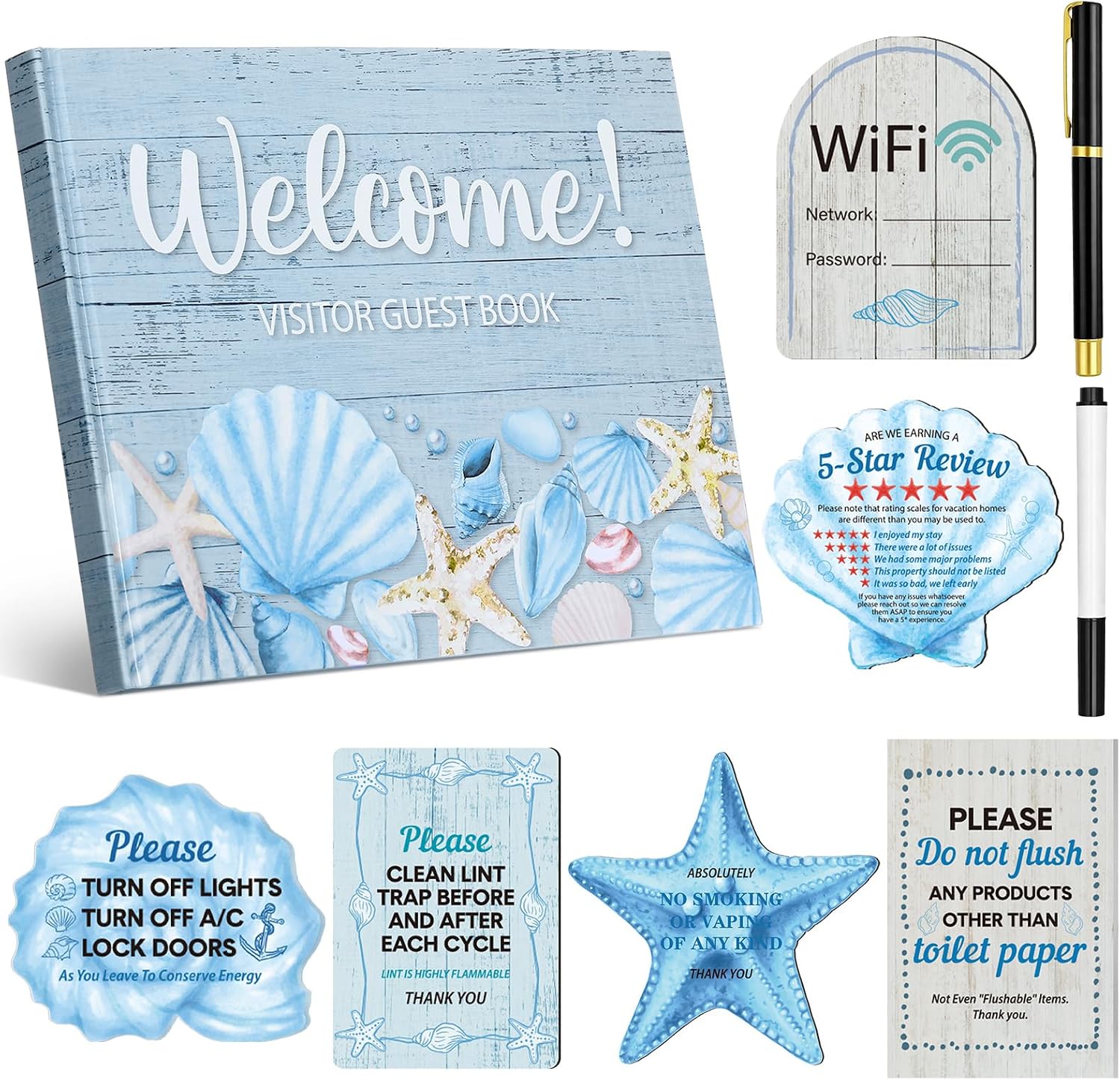 Eaasty 9 Pcs Coastal Rental House Essentials for Hosts Vacation Guesthouse