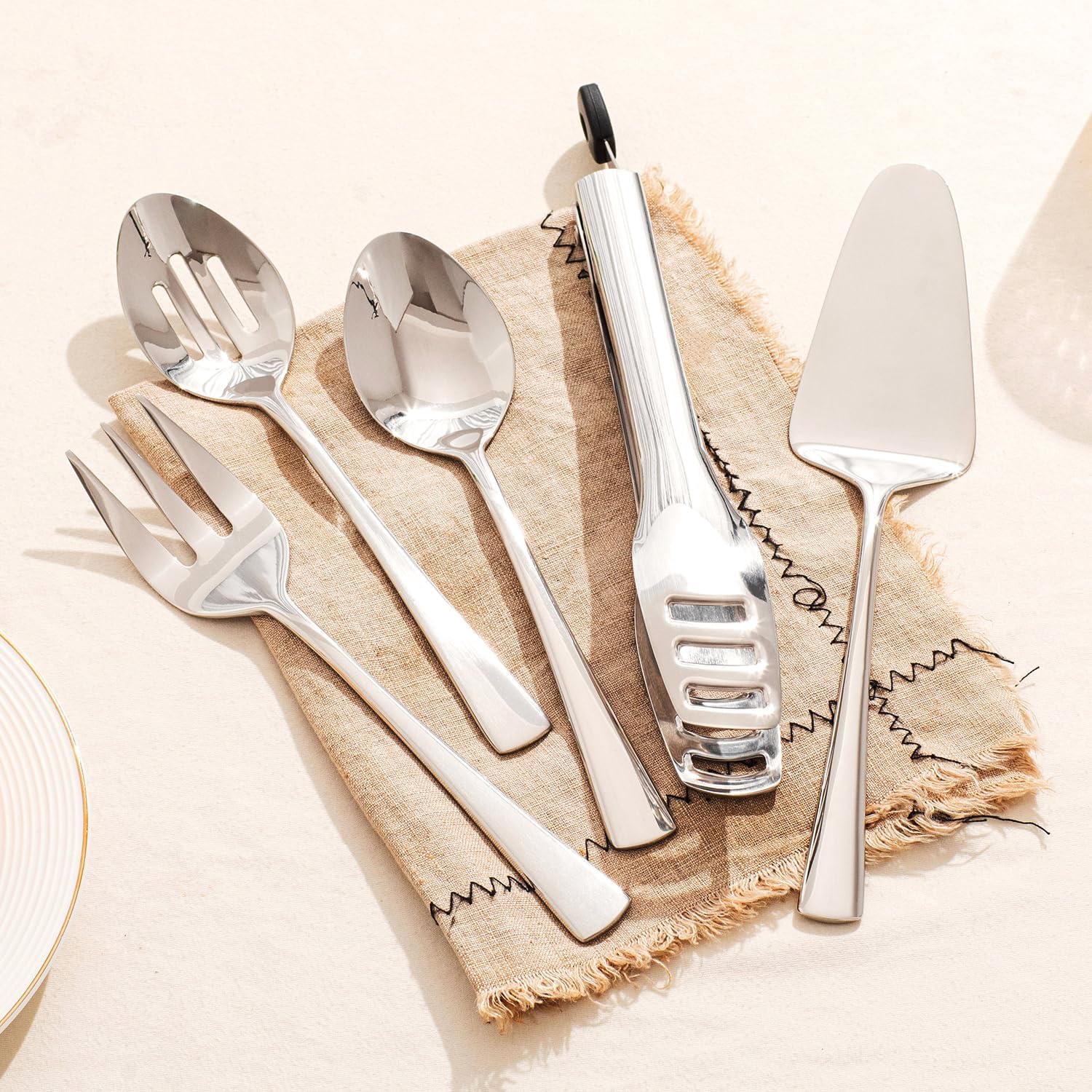 KINGSTONE 5 Piece 18/10 Serving Utensils Set, Stainless Steel Serving Set