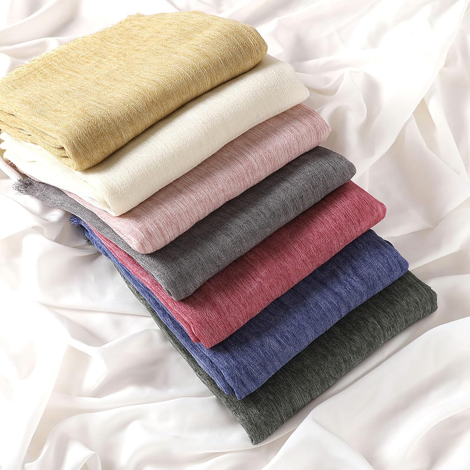 Crinkle Cotton Hijab, Soft Light and Breathable Hijab Scarf For Women, Suitable for All Seasons