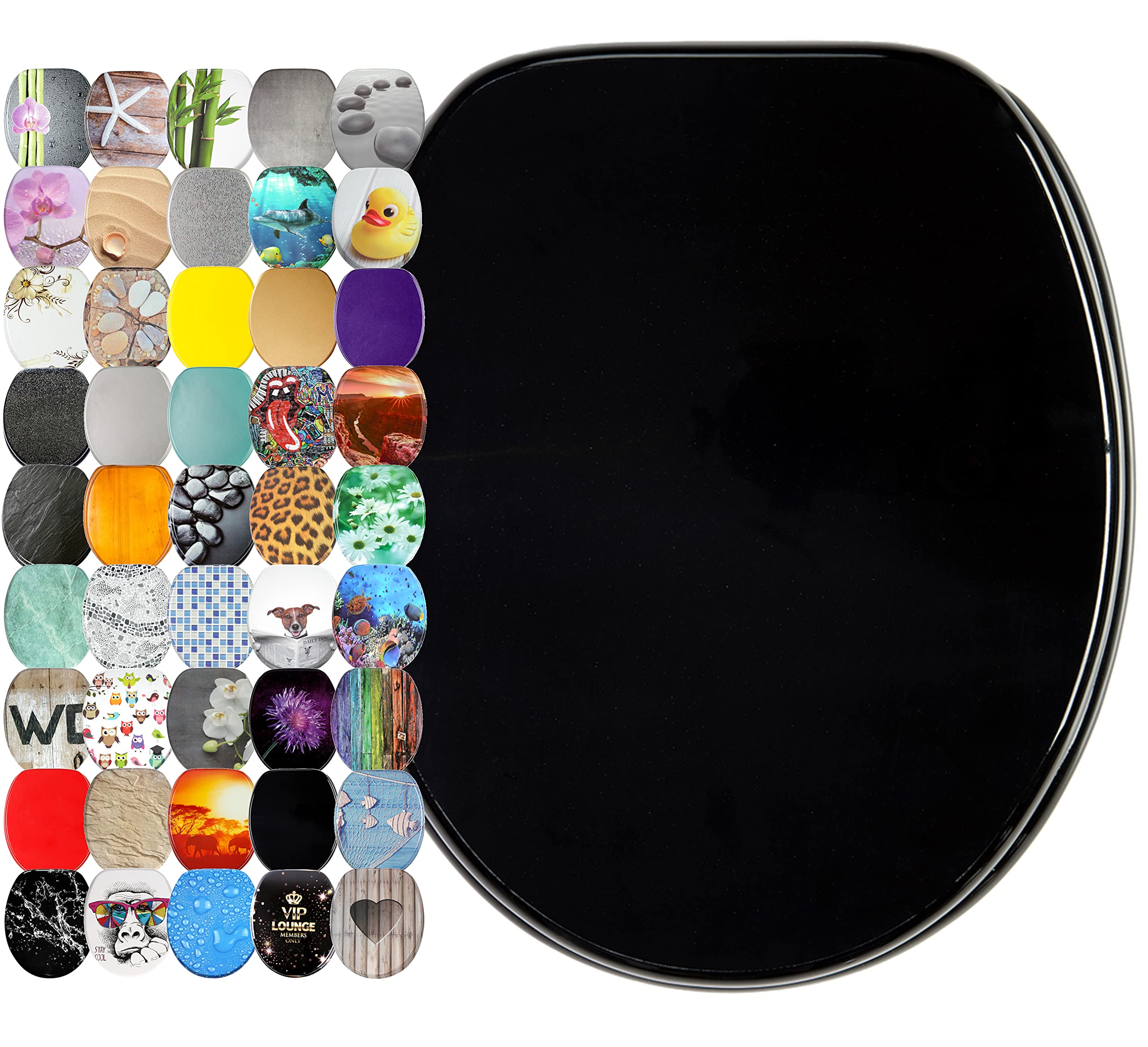 Sanilo Toilet Seat, Great Range of Colorful Toilet Seats, Stable Hinges, Easy to Mount (Black)